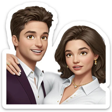 smiling couple with jewelry sticker