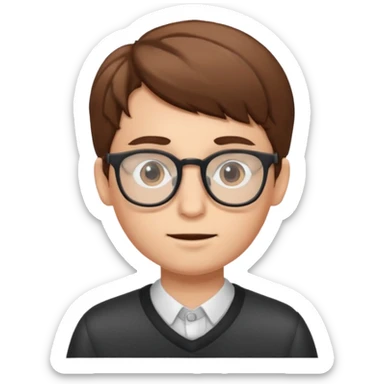 white skinned, brown haired boy with glasses  sticker