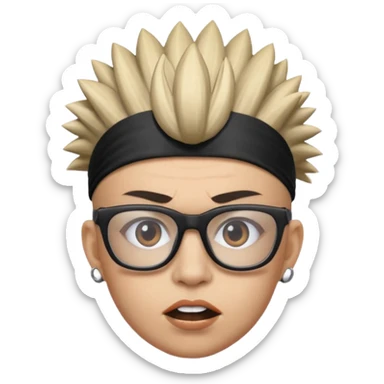 extreme mohawk person face headband glassess excessive makeup sticker