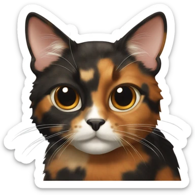 Tortoiseshell cat with white sticker