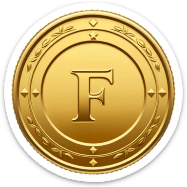 Fais une pièce d'or détailée avec l'inscription F, Fcoins sticker