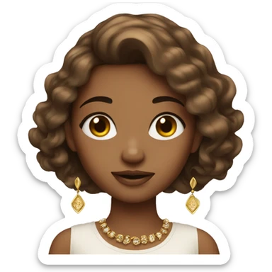Brown hair girl with gold jewellery  sticker