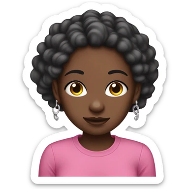 dark-skinned girl with piercings and pink shirt sticker