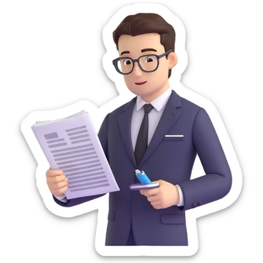 professional male accountant in suit reviewing documents sticker