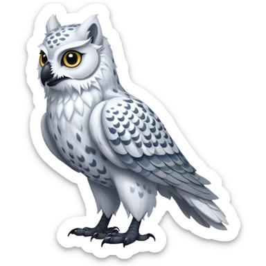 Scaly beaked beaky Gryphon-Griffin-Snow-Leopard-Arctic-Fox-Arctic-Wolf-Snowy-Owl-fusion-hybrid-animal-creature, full body sticker
