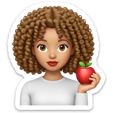 light skin Black woman with curly hair, 3D Apple Memoji style sticker