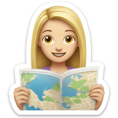 white girl hold the map and show where to go sticker