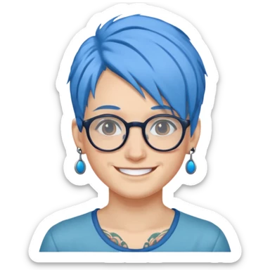 Tattooed & Blue Haired with glasse sticker