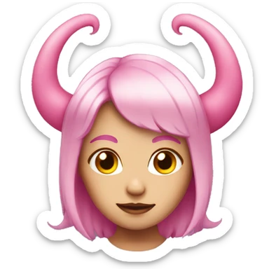 demon girl with pink hair and horns  sticker