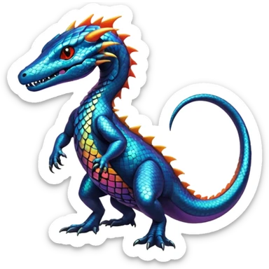 Shiny Iridescent Helioptile-Salandit-Fakémon-hybrid-creature (full body)  sticker