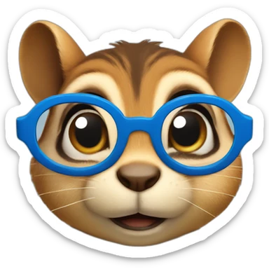 Chipmunk wearing blue round glasses and frowning sticker