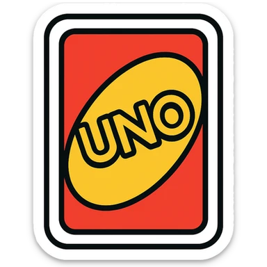 modern icon style Uno card, simple and bold, clear card shape, vibrant colors, minimal details sticker