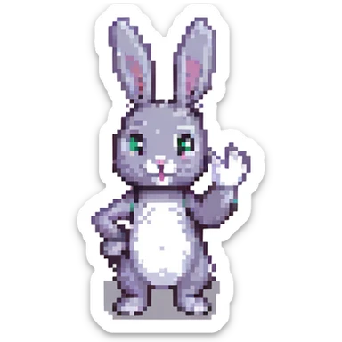 Silent Hill character emote for Twitch, pixel art style, Robbie the Rabbit waving sticker