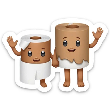poo and white toilet paper holding hands sticker