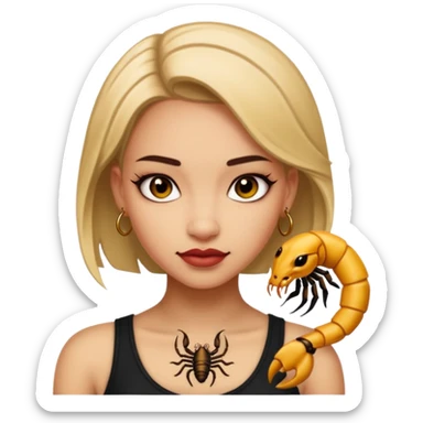 Girl with tattoo, Scorpion zodiac sign. sticker
