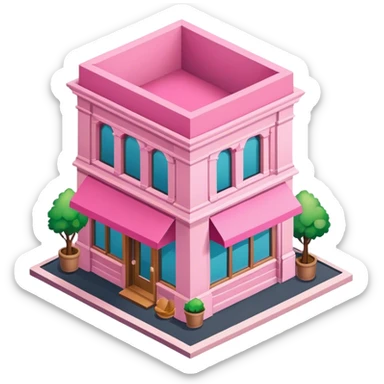 Isometric pink bookshop  sticker