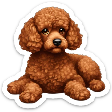 Red toy poodle sadly laying  sticker