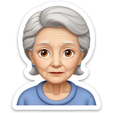 old lady with a longing expression sticker