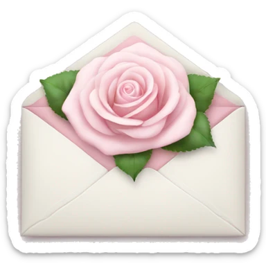 White envelope with light pink rose sticker