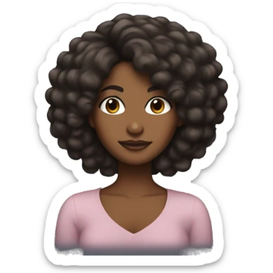 brown girl with black 4c poofy hair sticker