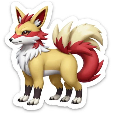 WereGarurumon-Obstagoon-Meloetta-Renamon-Zangoose-fusion-hybrid-creature (full body) sticker