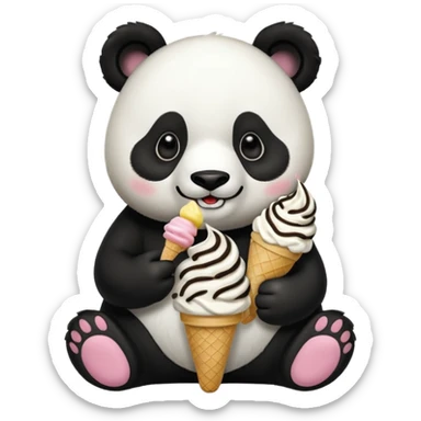 Panda eating ice cream sticker
