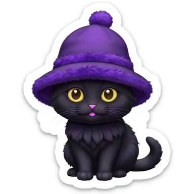 black cat with purple hat sticker