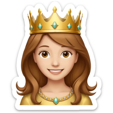 Kumral kahverengi saçlı bir kadın kafasında taç sticker