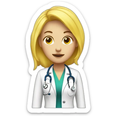 female doctor with yellow hair saying no sticker