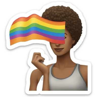 lesbian flag raised by a woman sticker