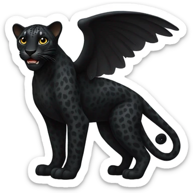 winged black leopard sticker