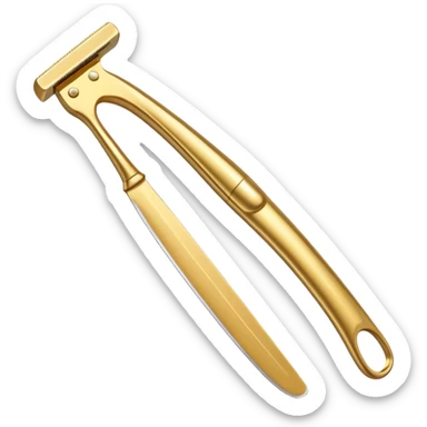 gold barber straight razor sticker