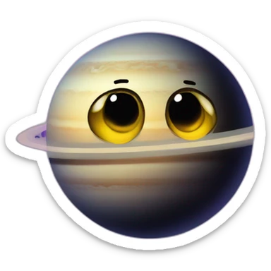 planet Saturn with a cartoon face with rolling eyes sticker