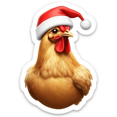 chicken with santa hat sticker