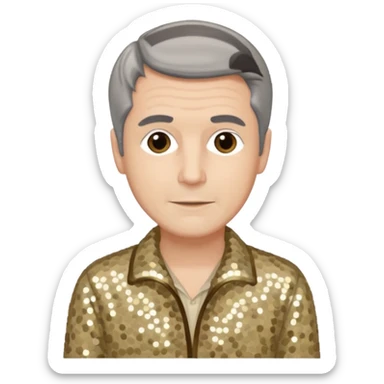 Jeremy Slate, Actor (1926-2006) with gray-brown hair, beige sequin outfit sticker