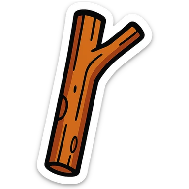 a wooden stick, cartoon style sticker