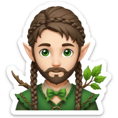 Forest elf with braided beard and bow sticker