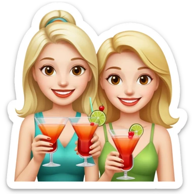 two girls with cocktails  sticker