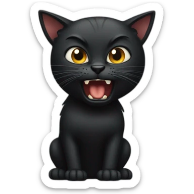 angry black cat hissing sticker
