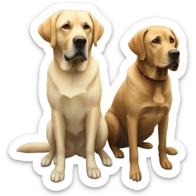 A brown lab and a yellow lab sitting sticker