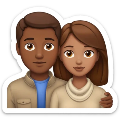 Interracial couple brown hair  sticker