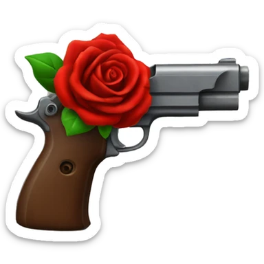 Pistol with red rose handle sticker