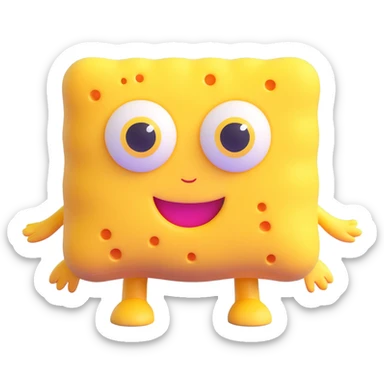 yellow sponge character with big eyes and a smile, inspired by SpongeBob sticker
