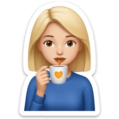 Girl drinking coffee sticker