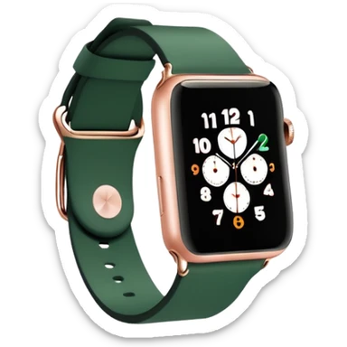 rose gold apple watch with forest green band sticker