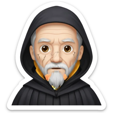 old wizard with black robe and cracked skin sticker