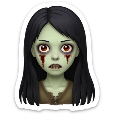 girl zombie with black long hair and franja sticker