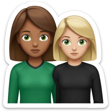 Maman cheveux marrons chemise noir et fille cheveux blond yeux verts tricot sport  sticker