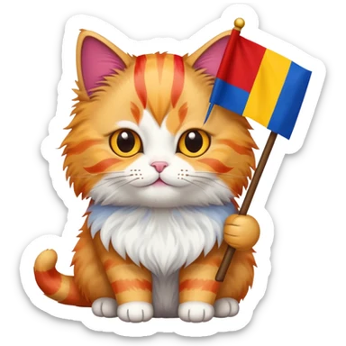 cat holding romanian flag  sticker