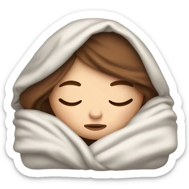 White Girl with brown hair sleeping in folded blanket  sticker